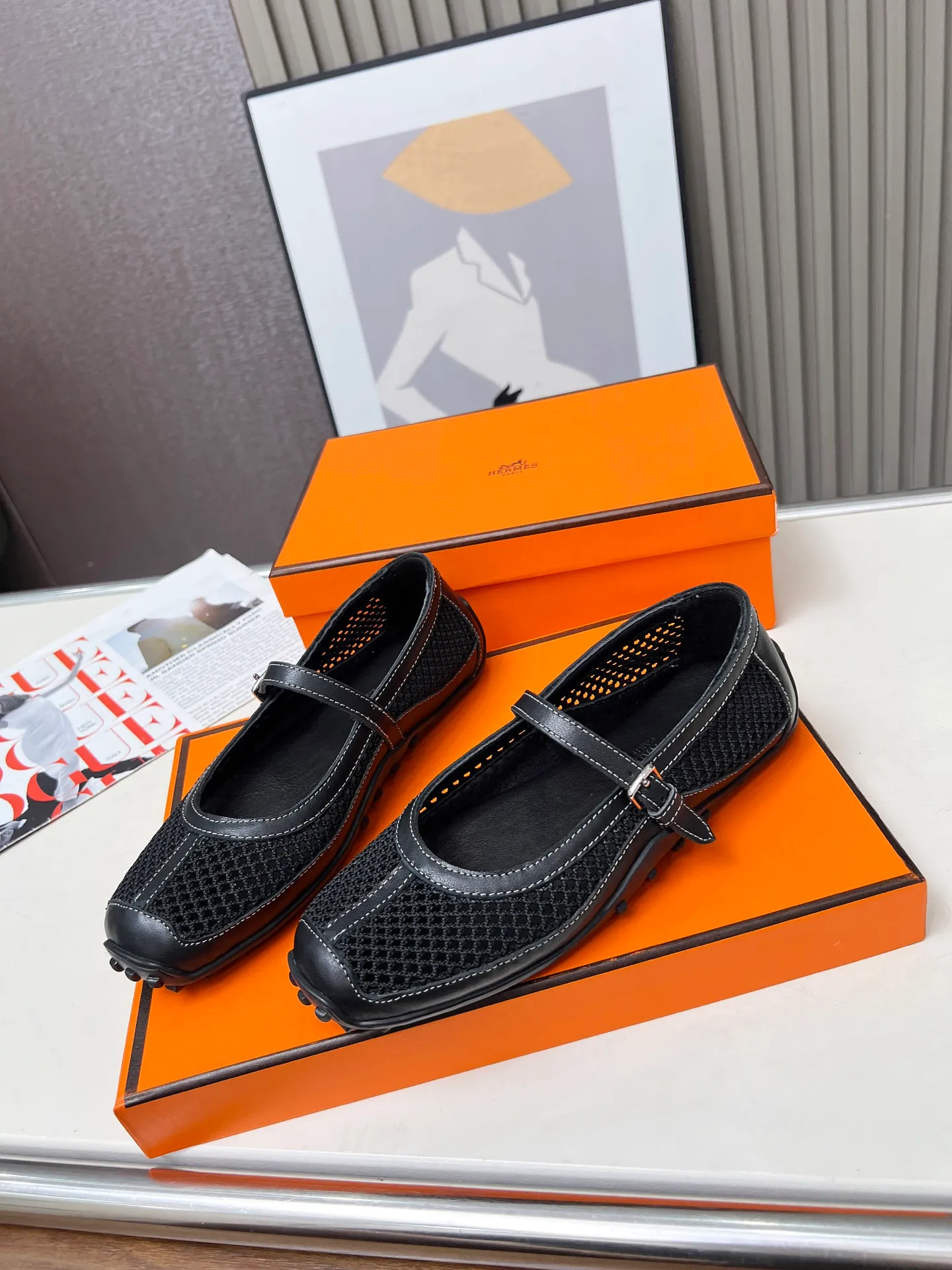 👟👟Ex-factory price 480👟👟Hermes New model! Original development, top layer cowhide! New crafting grid! In sheepskin, sheepskin padding! 35-41 yards